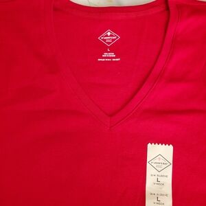 St. John's Bay Bold Red V-Neck Tee